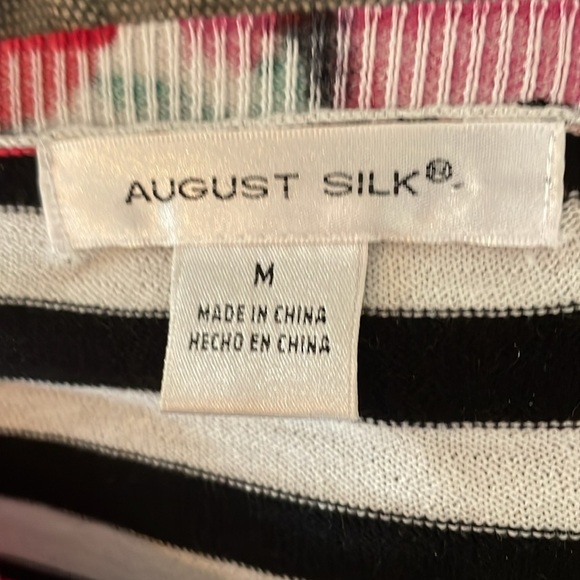 August Silk Floral/Striped Cardigan Sweater—Size M - Picture 6 of 7
